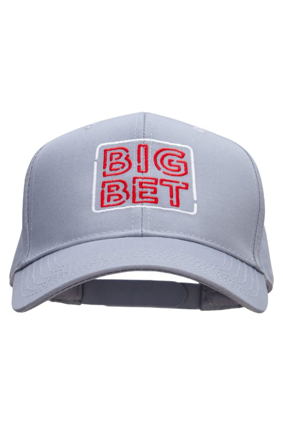 Big Bet Embroidered Six Panels Pro Style Cap - Grey OSFM
