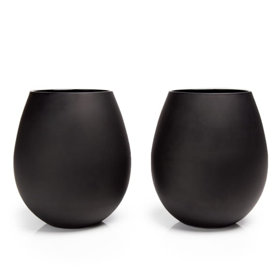 Big Betty - Matte Black Stemless XL Premium Jumbo Wine Glass Set - 2 Glasses - Each Holds a Whole Bottle of Wine