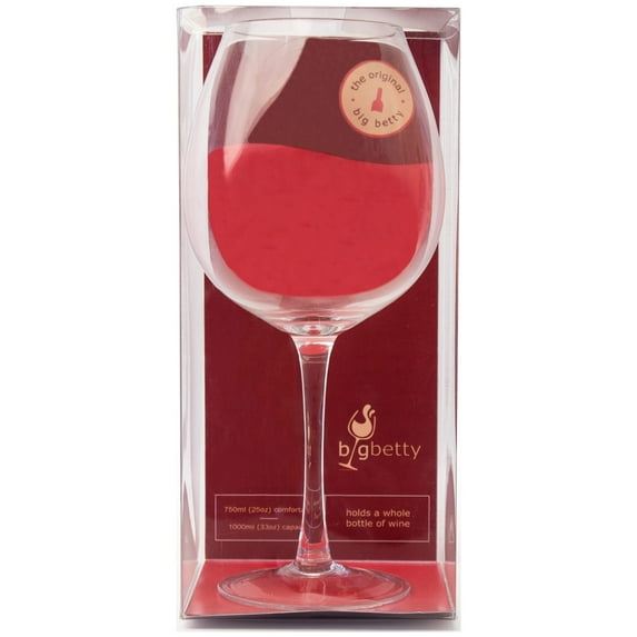 Big Betty Novelty Giant Wine Glass that Holds Full Bottle of Wine, Oversized Drinking Set - 750ml