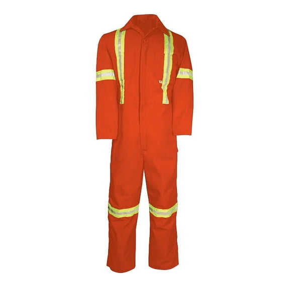 Big Bill 439BF Deluxe Work Coverall with Reflective Tape and Leg Zipper-Orange-Regular-48"