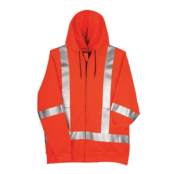 Big Bill RT17WP12 Wind Resistant Hooded Zip-Front Sweatshirt with Reflective Material-Orange-Tall-3XL