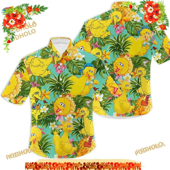 Big Bird Tropical Hawaiian Shirt, Big Bird Hawaii Tropical Shirt