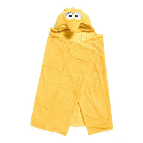 Big Bird Yellow Faux Fur Soft Character Hooded Blanket Throw, 36" X 56"