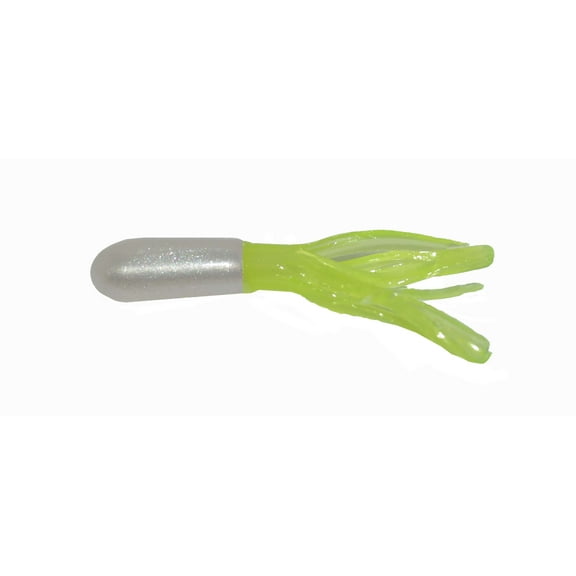 Big Bite Baits 1 1/2 inch Crappie Tube (Pearl/Chartreuse, 100 pack)