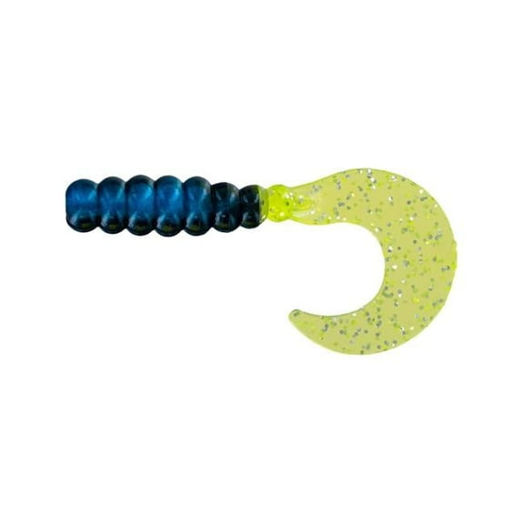 Big Bite Baits FG205-100 2 in. Fat Grub Black & Blue Chart Silver Fishing Lure - Pack of 100