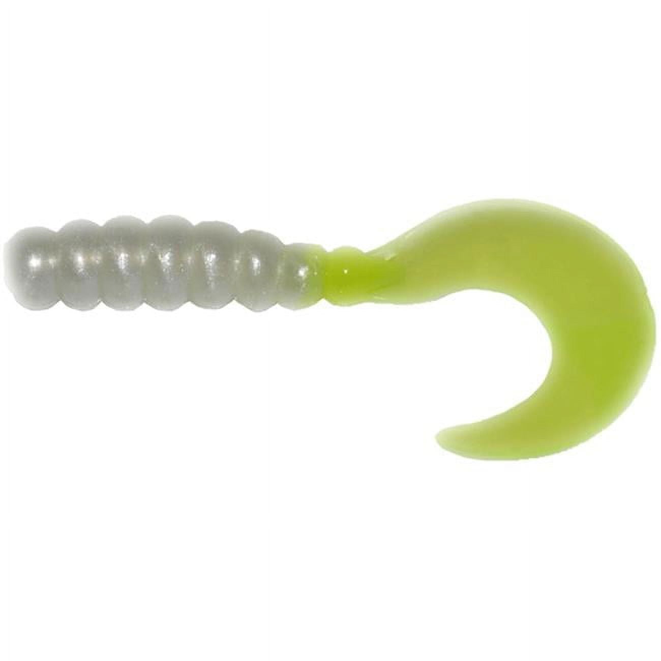 Big Bite Baits FG228 2 in. Fat Grub, Pearl & Chartreuse - Pack of 10