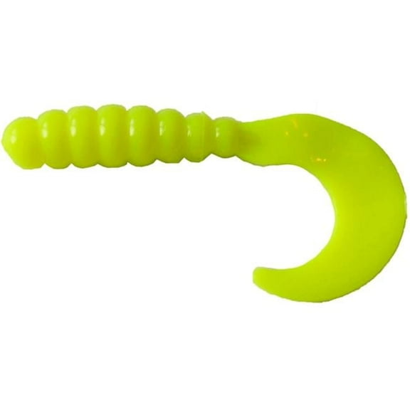 Big Bite Baits FG244 2 in. Fat Grub, Opaque Chartreuse Glow - Pack of 10