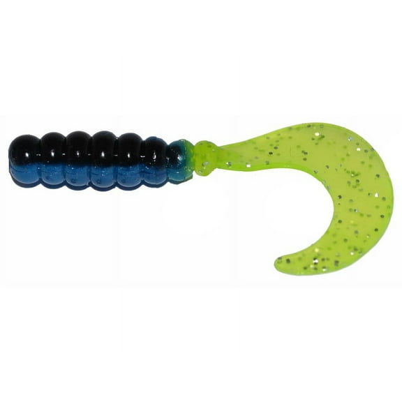 Big Bite Baits Fat Grub Black/Blue/Chart Silver