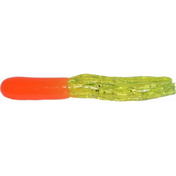 Big Bite Crappie Tubes 1.5" 10ct Orange/Chartreuse. Sparkle