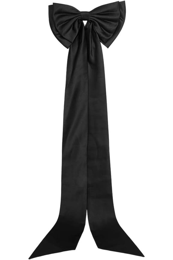 Big Black Satin For Dress Large Detachable Train Bows For Wedding Dress Waist Sash Belt Bride Bowknot Formal Wedding Accessories Capes Bows Prom Dress Costume for Women 15.7x67 Inch
