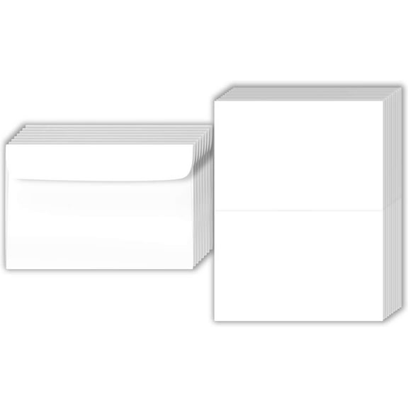 Big Blank Scored Folding Cards Set  8.5 x 11 White Cardstock and 6 x 9 Envelopes | Perfect for Business Greetings, Invitations, Bridal Shower, Birthday, Weddings | Bulk 50 Cards and 50 Envelopes