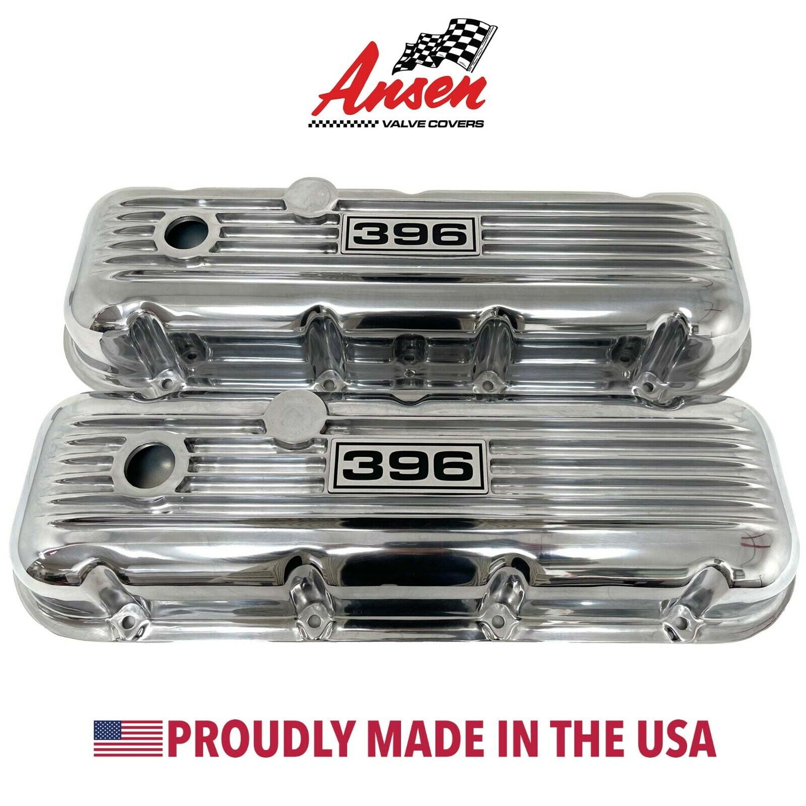 Big Block Chevy 396 Valve Covers - Classic Finned - Polished - Ansen ...