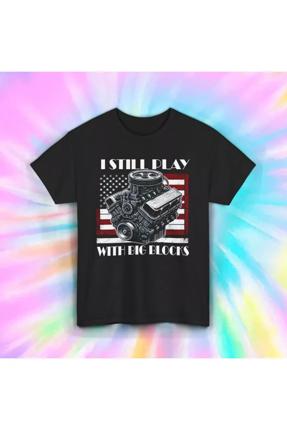 Big Blocks Engine Car Guy Muscle Machine Auto Enthusiast Graphic Unisex T-Shirt, up to size 5XL