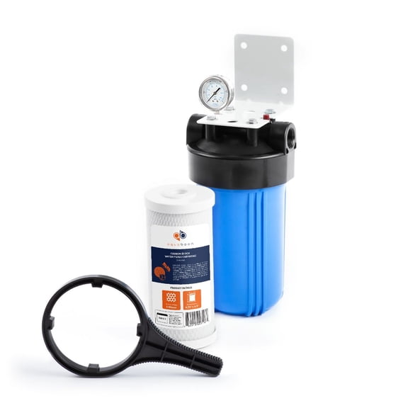 Big Blue 10" Whole House Water Filter System (1"Port)+ Bracket+10" Carbon Block, Housing Bracket