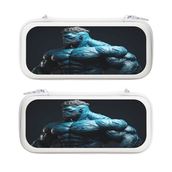 Big Blue, Carrying Case For Nintendo Switch & OLED Version, Eva Lightweight Shockproof Protective Pouch Case for Game Console & Accessories with 10 Game Card Slot & Wristband, White