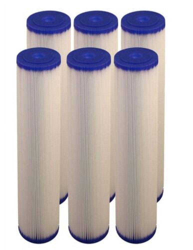 COMPLETE FILTRATION SERVICES Big Blue Pleated Sediment Water Filters 6 Washable Standard Size 4.5 x 20 Cartridges -5 Micron