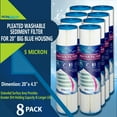 thumbnail image 1 of Big Blue Pleated Washable & Reusable Sediment Filter 5 Micron Amplified Surface Area, Removes Sand, Dirt, Silt, Rust, Extended Filter Life for 20" Big Blue Housing, by Ronaqua (Set of 8), 1 of 6