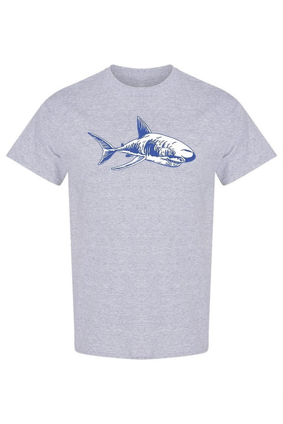 Big Blue Shark Design T-Shirt Men -Image by Shutterstock, Male Small