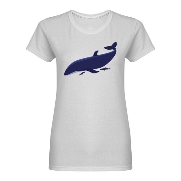 Big Blue Whale Design Shaped T-Shirt Women -Image by Shutterstock, Female Large