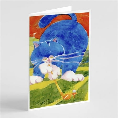 Big Blue the Cat Golfer Greeting Cards & Envelopes - Pack of 8