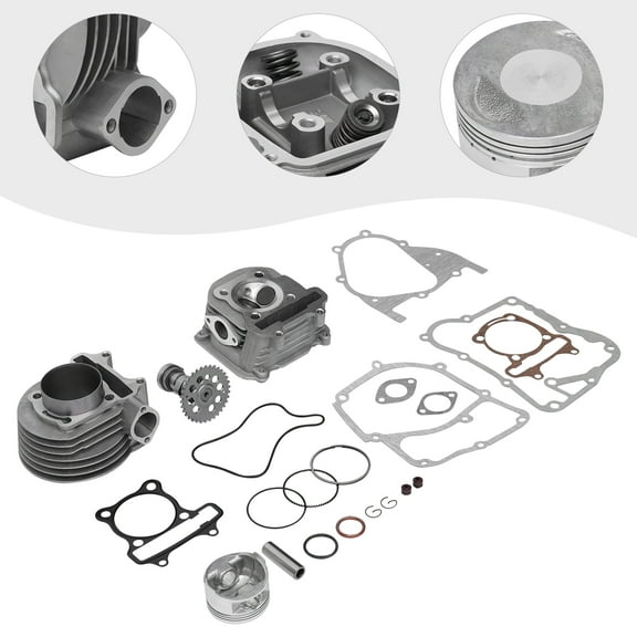 Big Bore Cylinder Kit, 170-180CC Big Bore Piston Cylinder, 61mm Cylinder Head Rebuilt Kit with Piston and Ring Assy For GY6 125cc 150cc Scooter ATV Go Kart Quad