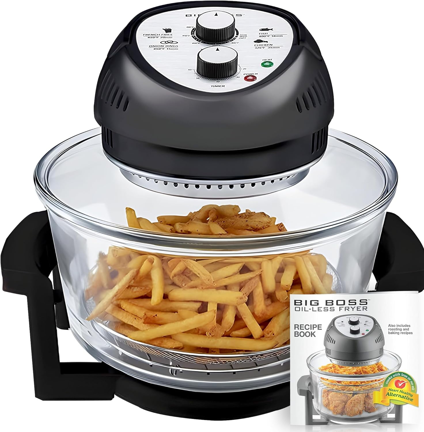 Big Boss 16Qt Large Air Fryer Oven with 50+ Recipe Book AirFryer