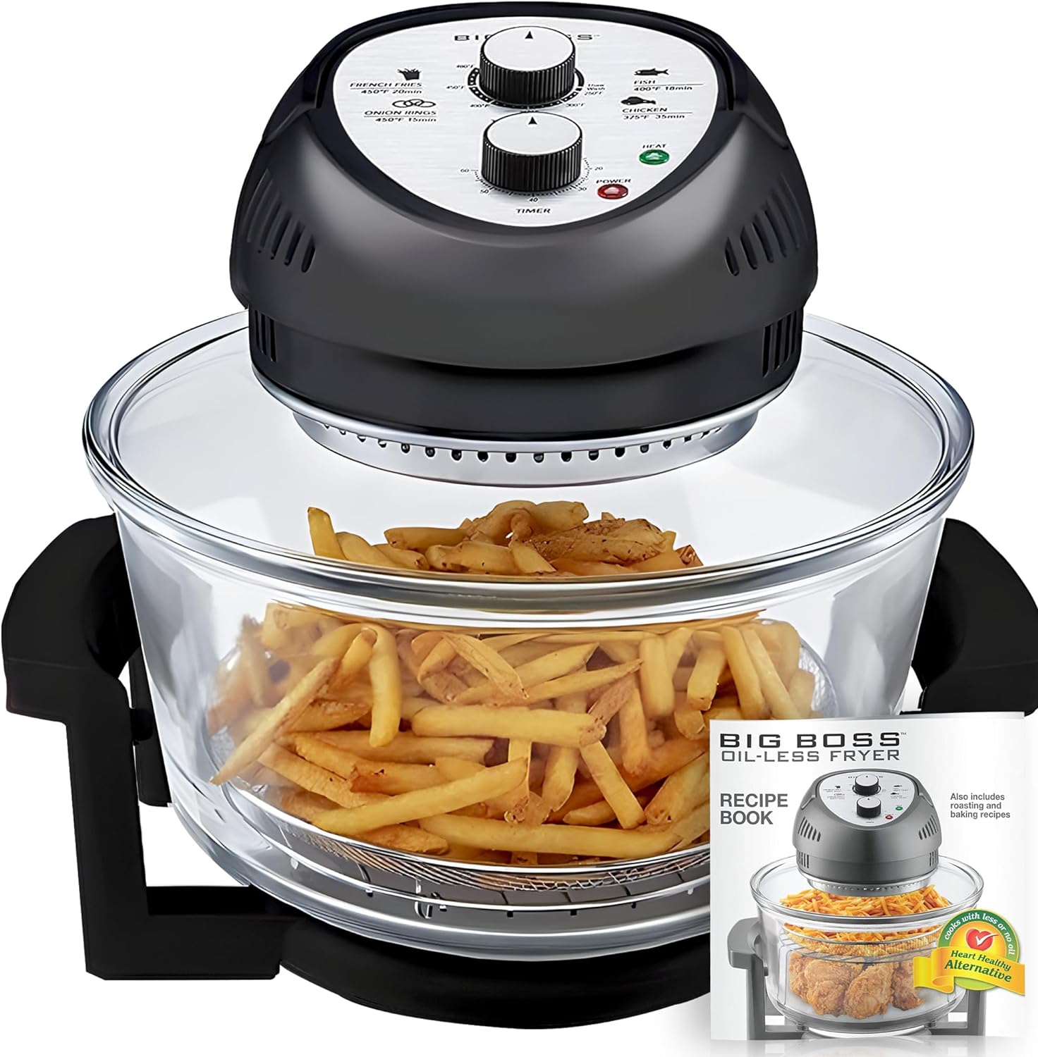 Big Boss 16Qt Large Air Fryer Oven with 50+ Recipe Book AirFryer Oven Makes Healthier Crispy Foods Black - image 1 of 8