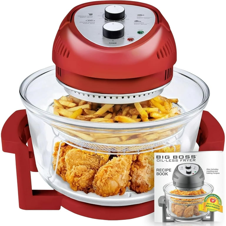Big Boss 16Qt Large Air Fryer Oven with 50+ Recipe Book AirFryer Oven Makes  Healthier Crispy Foods Red 
