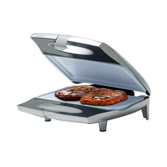 Big Boss 9286 Silver 7-Piece Ceramic Grill Set with 3-Interchangeable Non-Stick Cooking Plates, Grill, Waffle and Sandwich