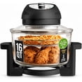 thumbnail image 1 of Granitestone 16Qt Large Glass Air Fryer Non Toxic – Family Sized Airfryer Cooker with 3 Cooking Levels, Stainless Steel Racks, Chicken, No Preheat, Self Cleaning, Dishwasher Safe, Black, 1 of 8