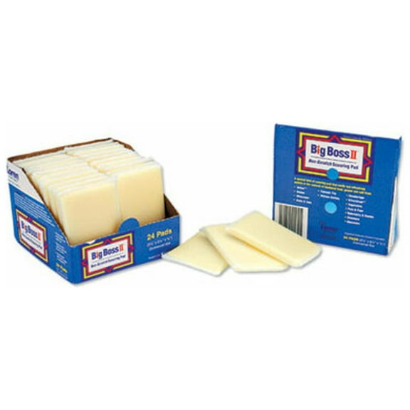 Big Boss II Non-scratch Scouring Pads, 3.5 X 5.5, Yellow, 24/carton