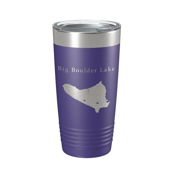 Big Boulder Lake Map Tumbler Travel Mug Insulated Laser Engraved Coffee Cup Pennsylvania 20 oz Purple