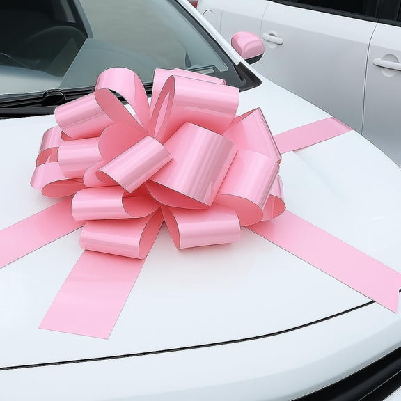 Big Car Bow Pink Color, 20 inch Round Shape Present Bow, Giant Birthday Huge Car Bows, Christmas Bows for Present Wrapping Decor