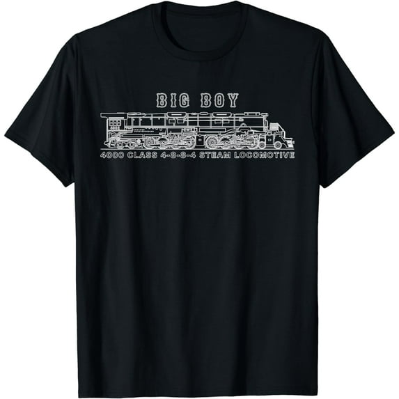 Big Boy 4000 Class Steam Locomotive American Train Blueprint T-Shirt