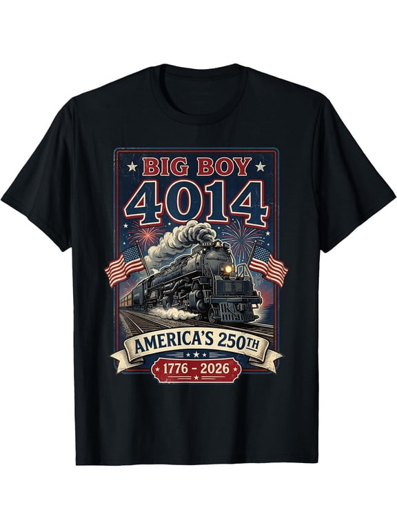 Big Boy 4014 Train Retro US Flag Railroad T-Shirt