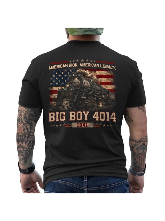 Big Boy 4014 Vintage Steam Locomotive Railroad Back Graphic T-Shirt