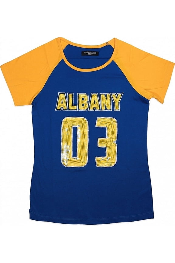 Albany State Golden Rams Ladies Sequins Patch Tee [Royal Blue - M]