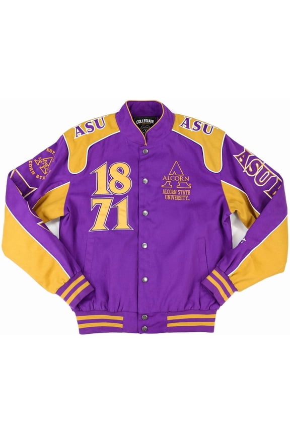 Alcorn State Braves S12 State Racing Twill Adult Jacket [Purple - 2XL]