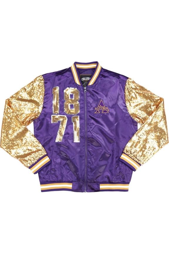 Alcorn State Braves S4 Ladies Satin Jacket [Purple - 2XL]