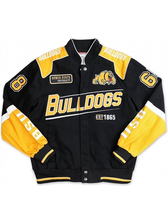Bowie State Bulldogs S9 Mens Racing Twill Jacket [Black - 2XL]