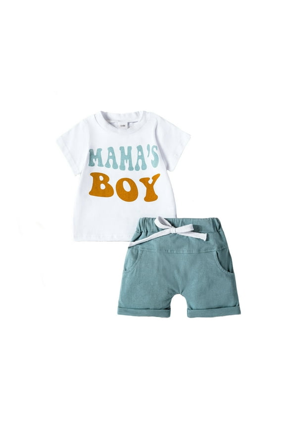 Big Boy Clothing Sets Short Sleeve Prints Tops Shorts 2Pc Boys Clothing,Blue,3Y