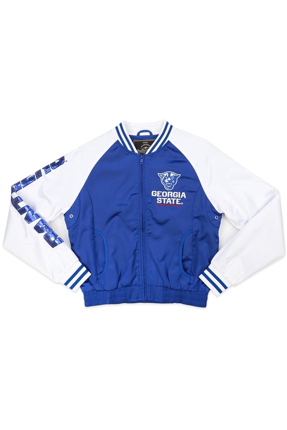 Georgia State Panthers S5 Womens Satin Sequins Jacket [Royal Blue - 3XL]