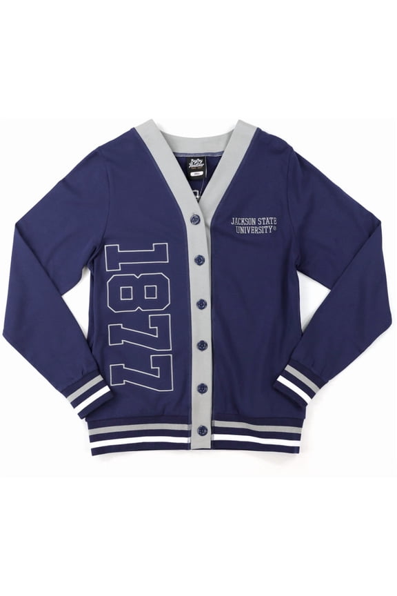 Jackson State Tigers S12 Womens Cardigan [Navy Blue - XL]