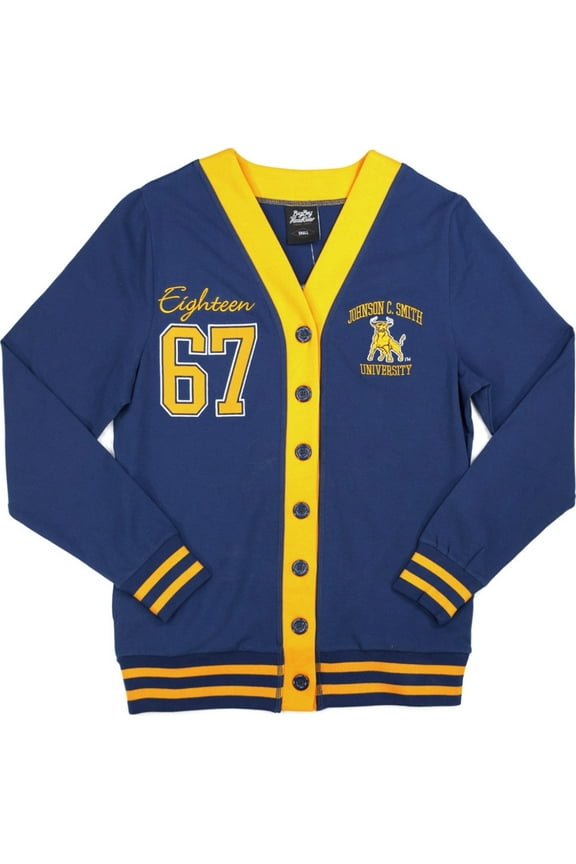 Johnson C. Smith Golden Bulls S10 Womens Cardigan [Navy Blue - M]