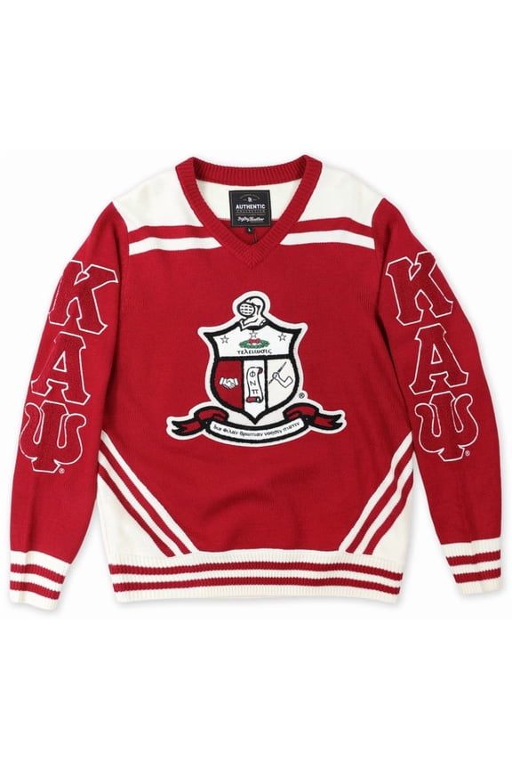 Kappa Alpha Psi Divine 9 S5 Wool V-Neck Sweater [Crimson Red - 3XL]