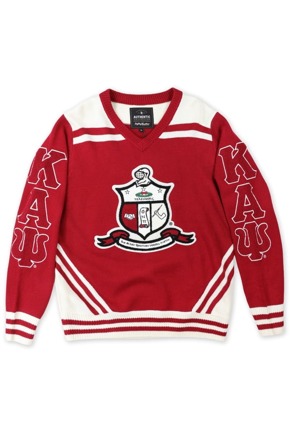 Kappa Alpha Psi Divine 9 S5 Wool V-Neck Sweater [Crimson Red - L]