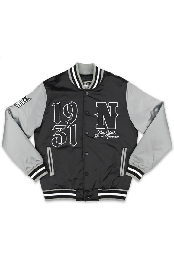New York Black Yankees S1 Satin Mens Baseball Jacket [Black - L]