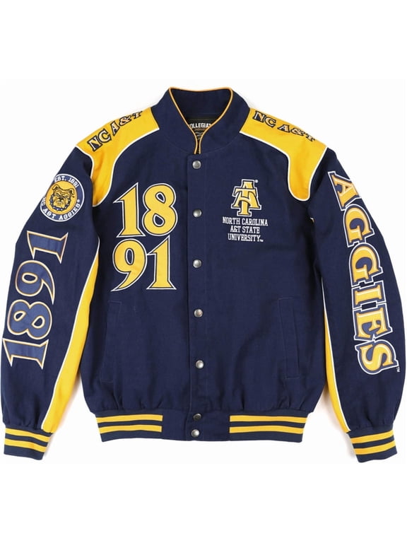 North Carolina A&T Aggies S12 State Racing Twill Adult Jacket [Navy Blue - 3XL]
