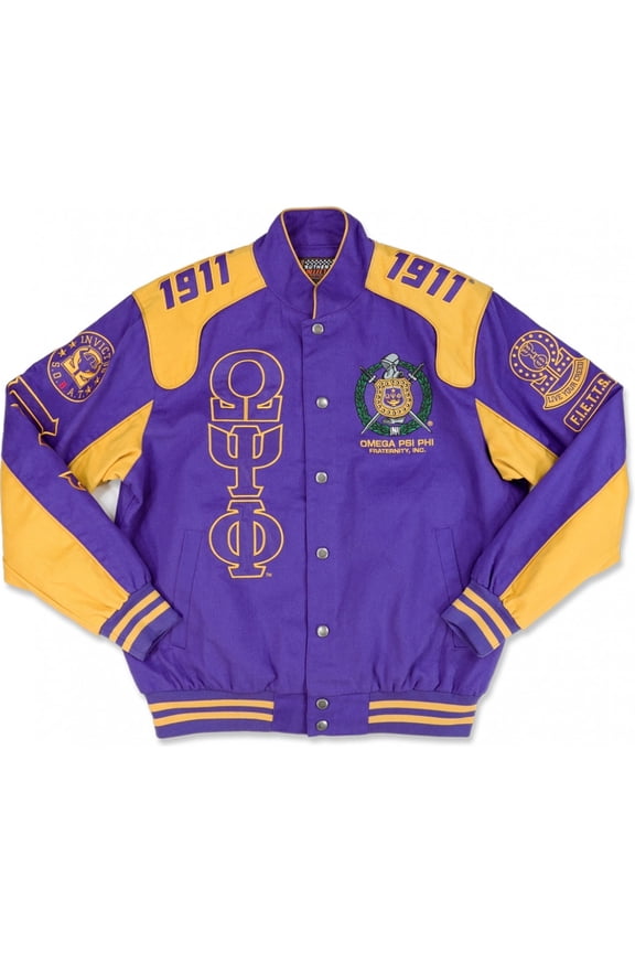 Omega Psi Phi Divine 9 S11 Mens Racing Twill Jacket [Purple - 4XL]