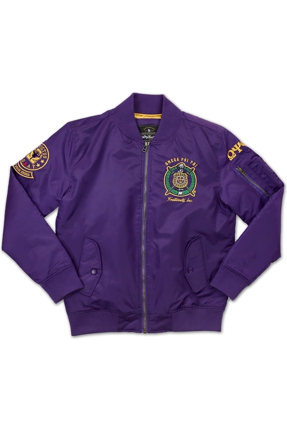 Omega Psi Phi Divine 9 S2 Bomber Flight Mens Jacket [Purple - 4XL]